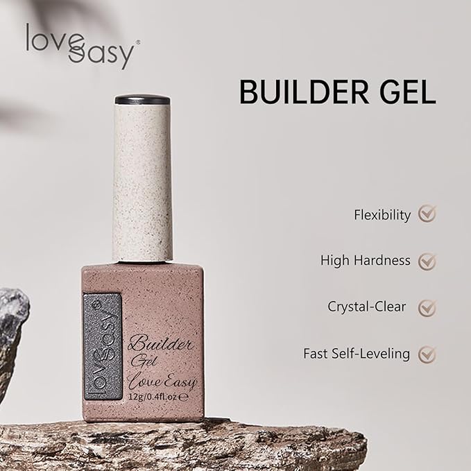 Clear Builder Gel for Nails, Soft Polish Thickness Strengthener Extender Apex Fast Leveling 28+ Days Chip Resistance Hypoallergenic & Odorless for Thin Weak (U V Nail Lamp Needed, pH 6.8)