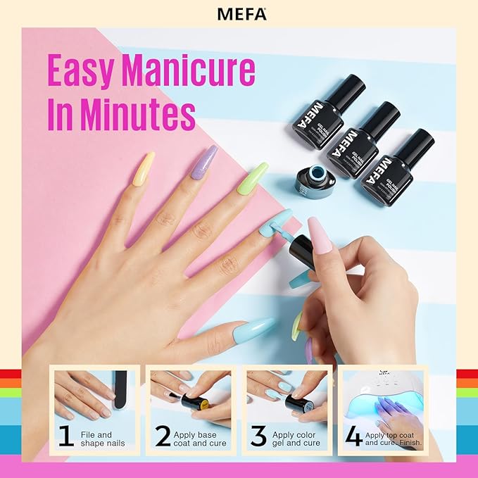 MEFA 35 Pcs Neon Gel Nail Polish Set, 32 Colors Summer Bright Gel Polish Set with Matte/Glossy Base Top Coat Pink Collection Nail Art Manicure DIY Salon Home Decoration Beginners Gifts for Women