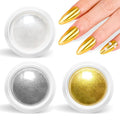 Gold Chrome Nail Powder BISHENGYF -【Magic Mirror Effect】 Pearl Chrome Nail Powder White Clear Aurora Mermaid Iridescent Silver Nail Chrome Powder Pigment Glitter Dust for Manicure Decroation DIY