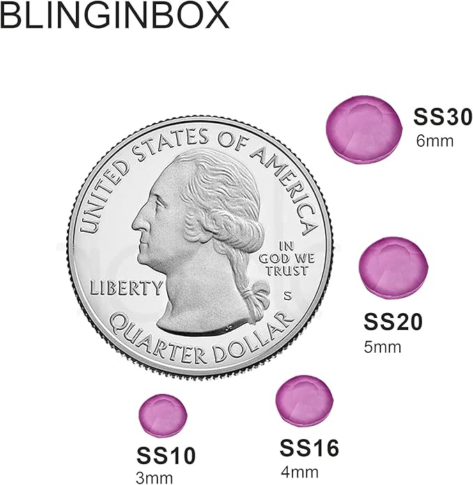 Blinginbox Flatback Rhinestones Round Gems, 1440pcs Luminous Series Glass Stones Neon Gems Non Hotfix Crystal Rhinestones for Nail Charms Crafts Clothes Tumblers,Lt. Amethyst Neon,SS20.