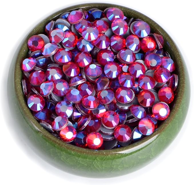 NCB 2880pcs Hot Fix Rhinestones Flatback Crystal Rhinestones for Crafts Clothes DIY Decorations (Siam AB, SS8 2.4mm)