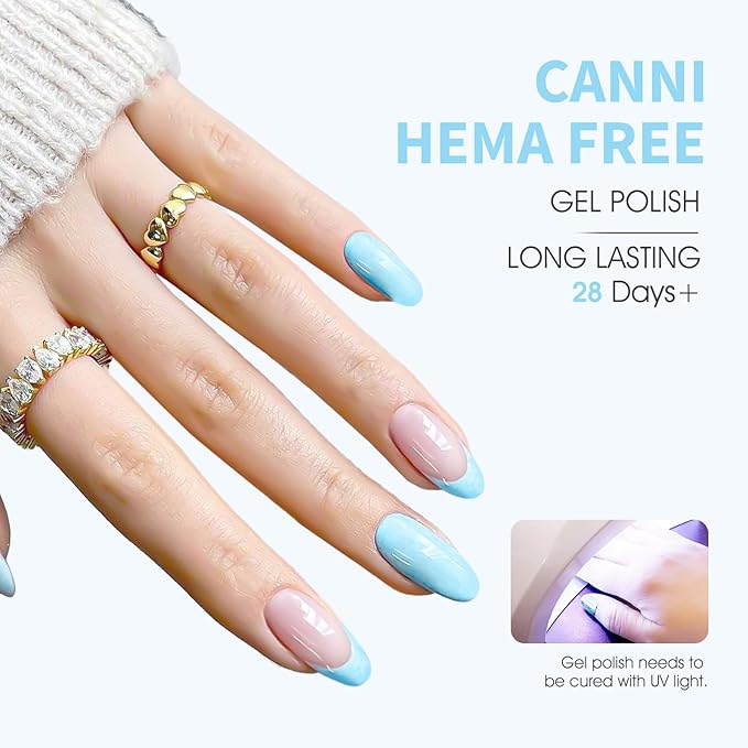 CANNI Pastel Blue Gel Nail Polish, 1Pcs Light Baby Blue Gel Polish Color High Gloss Soak Off U V Nail Manicure Salon DIY