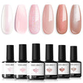 modelones Gel Nail Polish Set 6 Colors Nude Pink Glitter Gel Nail Polish Neutral Pearl White Pink Shimmer Skin Tone Soak Off LED Bubble Bath Collection Nail Art DIY Salon All Seasons Gift For Women