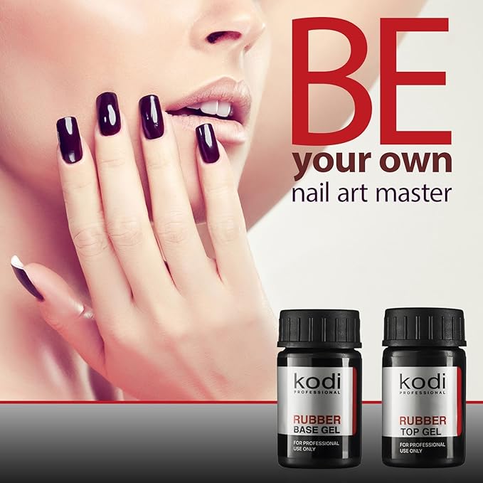 Professional Rubber Top & Base Gel Set By Kodi | 14ml 0.49 oz | Soak Off, Polish Fingernails Coat Kit | For Long Lasting Nails Layer | Easy To Use, Non-Toxic & Scentless | Cure Under LED Or UV Lamp