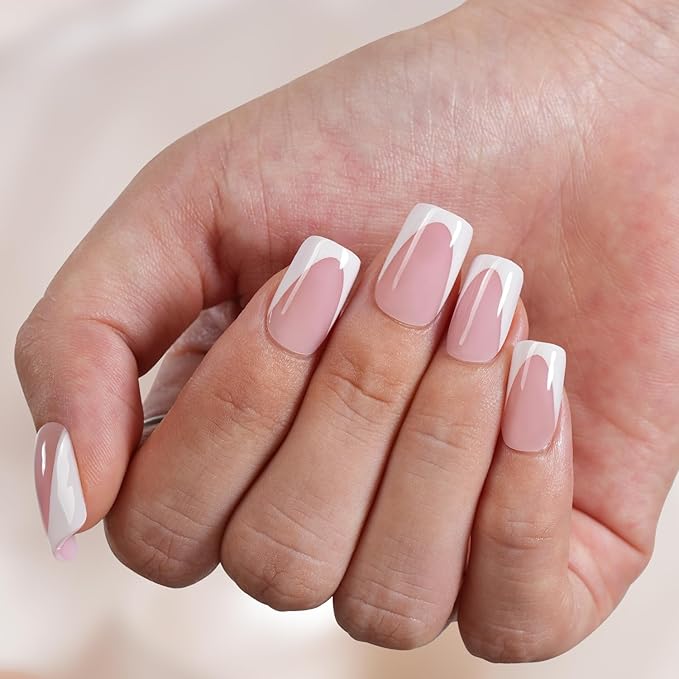 Vansiho Pink Deep French Gel Nail Tips, 150Pcs Short Square Soft Gel Nail Tips, French Tips Press on Nails, Fake Nails for Nail Art DIY 15 Sizes