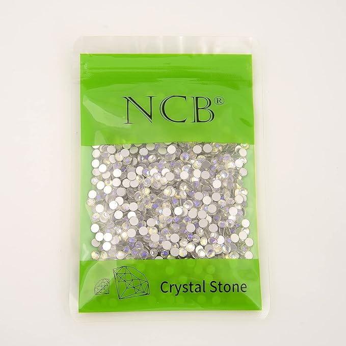 NCB Nancybeads 3000pcs Flatback Round Glass Nail Art Rhinestones Crystal for DIY Making Accessories Shoes, Clothes, Face Art, Bags, Manicure (Paradise Shine, SS6 3000pcs)