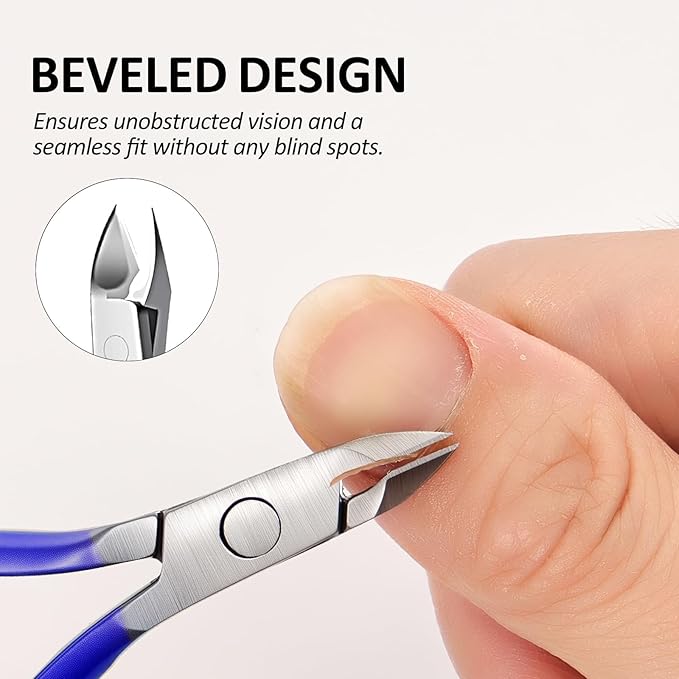 Cuticle Nipper, Polished Coated Durable Trimmer, Nail Clipper with Fine Edge, Comfort Grip Cuticle Cutter and Remover Tool Kit for Nail Care (Blue-1 PACK)