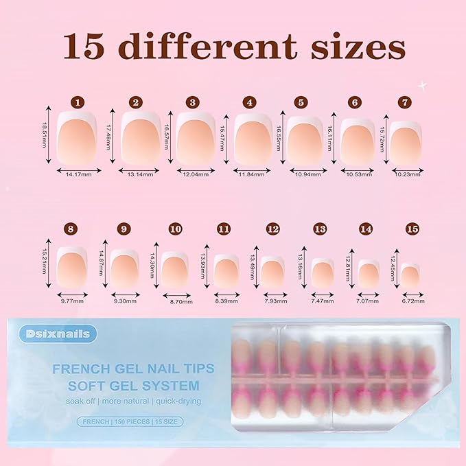 300Pcs Square French Tip Press on Nails, Multicolor Extra Short Soft Gel Nail Tips, Pre-lasting Acrylic Fake Nails, No Need to File False Nail Tips Extension for Women Nails DIY in 15Sizes