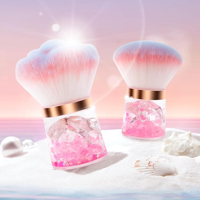 ANGNYA Nail Dust Brush, Round Nail Art Dust Powder Remover Brush with Acrylic Handle, Fluffy Dust Brush for Nails Soft Nail Duster Brush (Round)