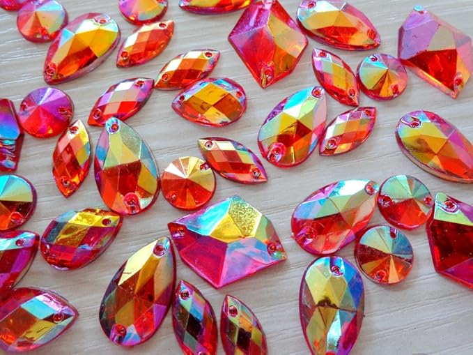 300pcs Mixed Shape Size deep Blue Crystal sew on Rhinestones Acryl Loose Beads Hand Sewing Strass