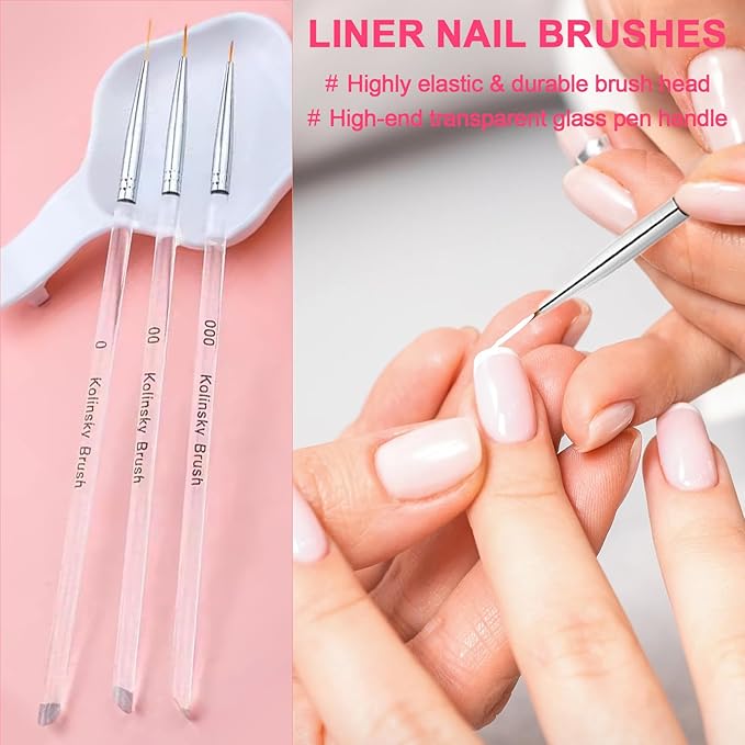 Jelly Nail Stamper & Liner Nail Art Brushes - French Tip Nail Design Tools, Silicone Nail Art Stamping Stamper with Scraper, French Tip Stamp Liner Brush for Manicure Home DIY Salon