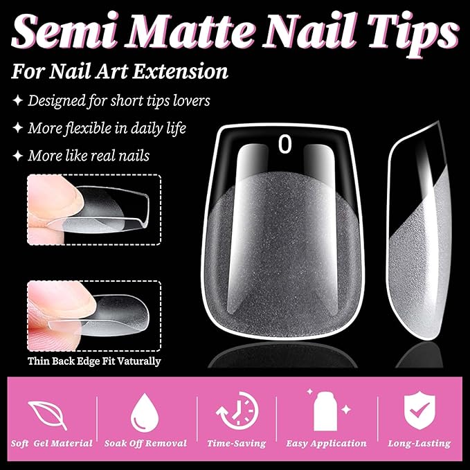 300pc Extra Short Coffin Gel Nail Tips Clear Fake Nail, XS Clear Press on Nails Short Coffin Soft Gel Nail Tips Acrylic Nails Full Cover False Nail Artificial Fingernail for Nail Extension Press-ons