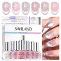 SAVILAND Cat Eye Nail Polish Kit: 6+1 Colors Quick-Dry Magnetic Sparkle Diamond Glitter Nude Pink Nail Polish Set with 3-in-1 Base Top Coat Cuticle Oil 12-Free Fingernail Polish Women Gift