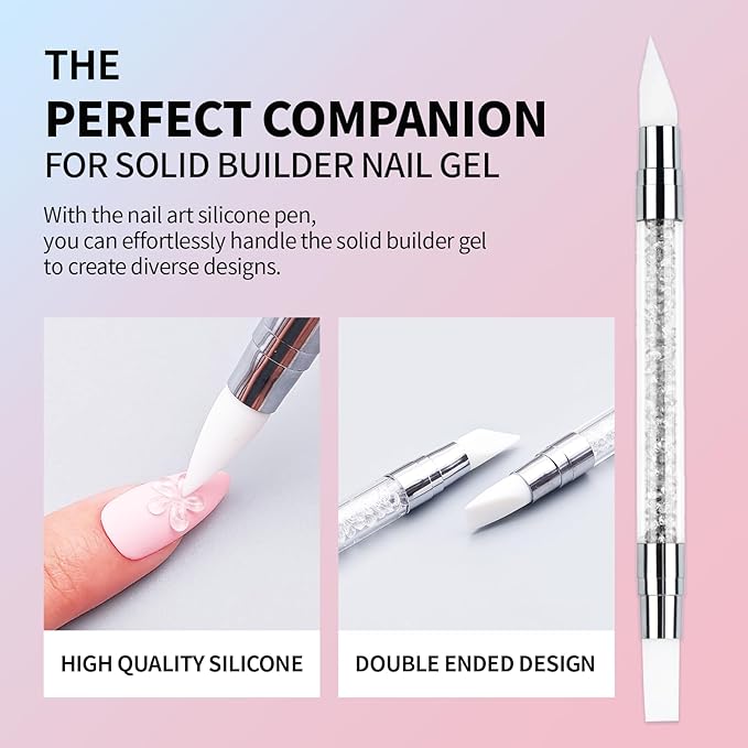 3D Gel Nail Art Kit-Pink Solid Builder Gel for Nails 3D Sculpting Carving Building Modeling Hard Extension for Beginner DIY Salon at Home Cured Needed