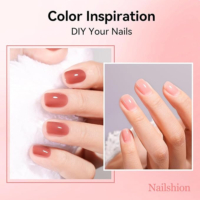 Nude Nail Polish Set 6 Colors Neutral Beige Nude Rose Pink Brown Sheer Pink Jelly Nail Polish, Quick Dry, Non-Toxic, Rich in Castor Oil, Professional Nail Art DIY at Home Gift for Women