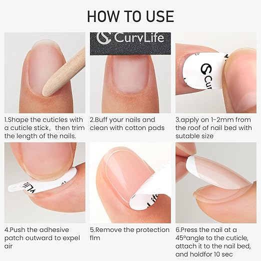 Curvlife CareHold Pro Nail Adhesive Tabs for Press On Nails – 10 Sheets, 15 Sizes Extra Wide 0.3mm Ultra Thin Double Sided Sticky Tabs, Clear Nail Stick Ons for Daily Wear and Gentle Removal