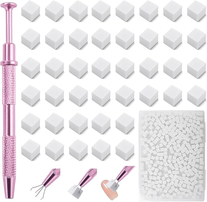 IHKFILAN 300Pcs Soft Nail Sponges for Ombre,Nail Art Sponges with Grabbing Pen,Gradient Manicure DIY Tools,Blooming Nails,Nail Tech Must Have Nail Accessories Supplies for Home and Salon Use(White)