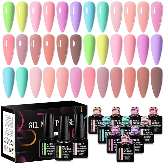 MEET ACROSS 18Pcs Nude Pink Builder Gel Base Coat for Nails, Purple Brown Rubber Base Gel Polish 2 IN 1 Rubber Base Gel for Nails Nail Design Gifts