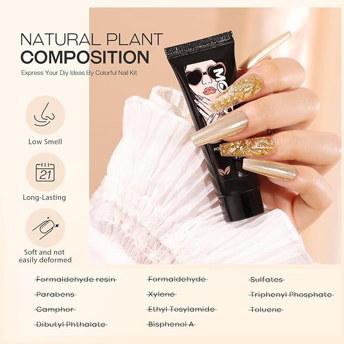 Morovan Poly Gel Nail Kit: 8 PCS Poly Gel Starter Kit With 48W U/V Lamp, DIY At Home Beauty Gifts