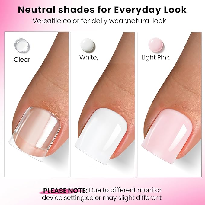 Poly Gel Nail Kit for Toes with UV Light,GlimightyX Polygel Toenail Starter Kit with Everything ,3 Color Clear White Pink Poly Gel 40ml Slip Solution,Toenail Dual Forms Extension DIY Salon Home
