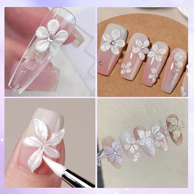 NAILGIL Solid Builder Gel For Nails, Pearl White 3D Sculpture Nail Art Non-Sticky Hand Hard Extension Gel Sock Off UV with Mold for Nail Art Salon Home DIY