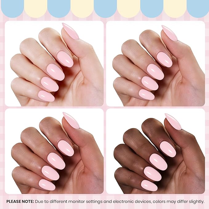 Beetles Pink Gel Polish - Strawberry Milk, Light Pink Gel Nail Polish for Pastel Nails, Same Color Same Bottle, Spring Nails Art Salon Long Lasting Soak Off UV LED Nails Lamp Gifts for Her