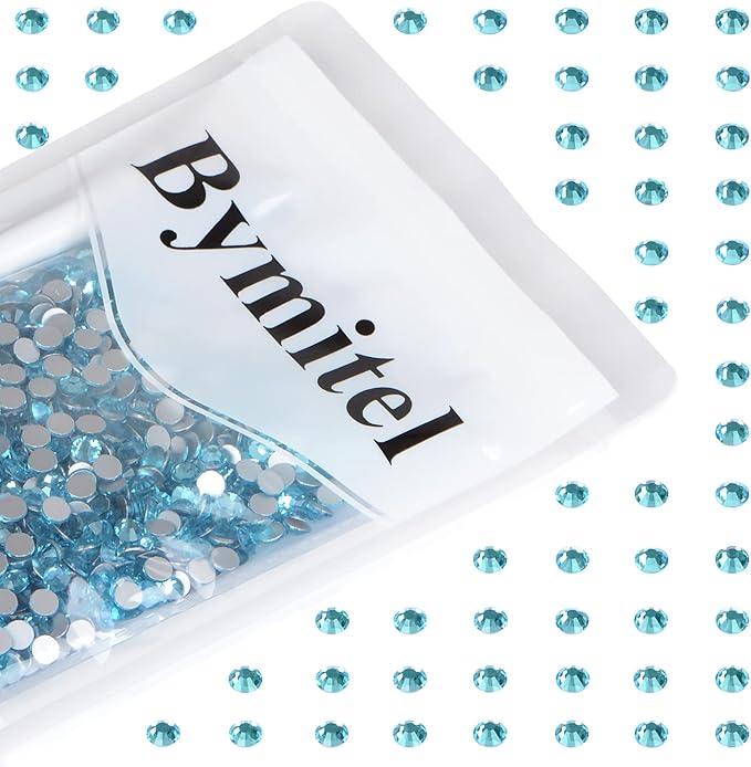 1440PCS Art Nail Rhinestones Non Hotfix Glue Fix Round Crystals Glass Flatback for DIY Jewelry Making with one Picking Pen (ss20 1440pcs, Aquamarine)