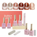 6Pcs One step Cateye Gel Nail Polish Set Valentine's Day gift DIY at home are Gold Brown Yellow For Holiday Party Sparkle Manicure Kit Soak off Uv Nail Art Design Gifts for Women