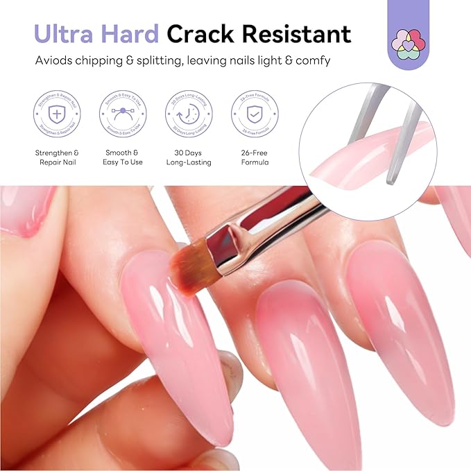SAVILAND Ultra Hard Builder Nail Gel for Nails: 120 g Large Capacity 5-IN-1 Peachy Red Hard Gel for Nails Easy Nail Extension Strengthen Thicken U V Lamp Need Salon