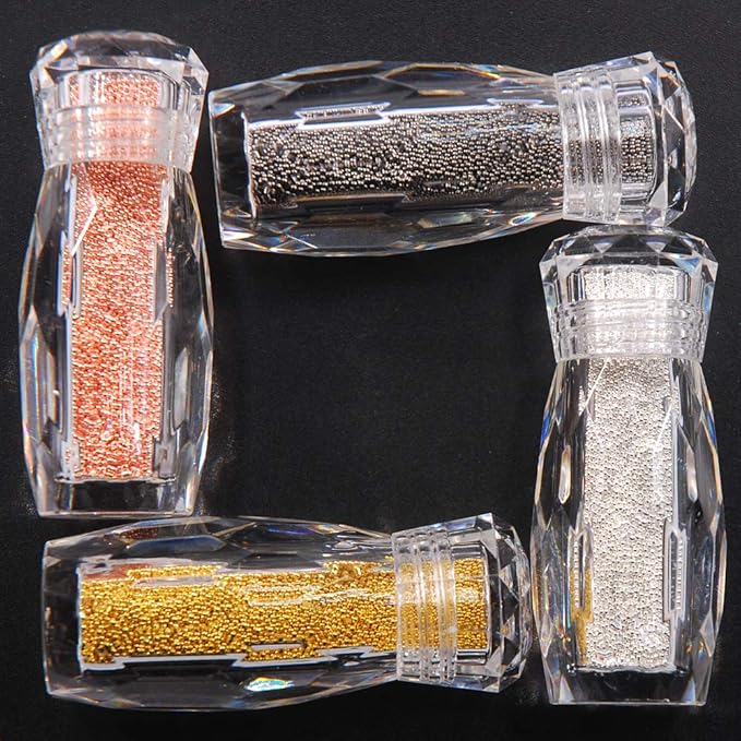 1.0MM Metallic Caviar Nail Beads The Shape Of Round For Nail Art Decoration 3D Metal Nail Ball Set Of 4