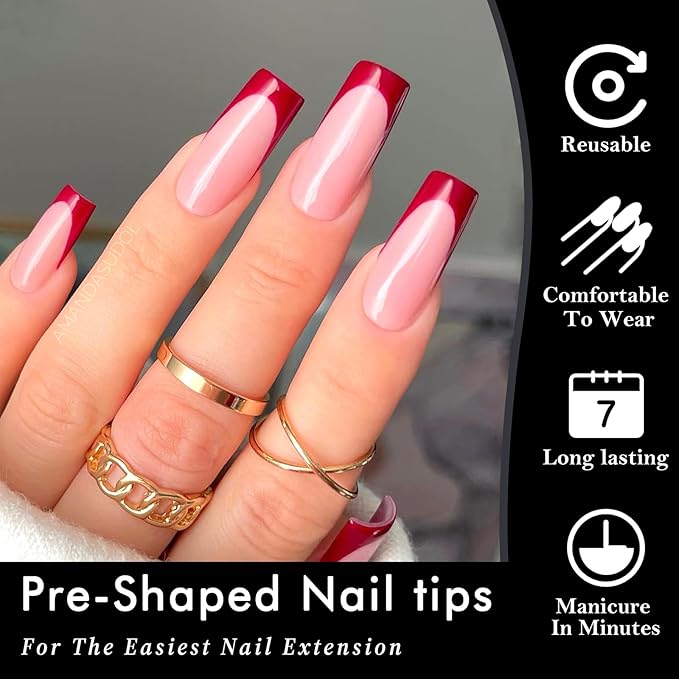AddFavor Medium Square Gel Nail Tips - 600pcs Clear Acrylic Nails Tips Medium Fake Nails Full Cover Soft Gel Nail Tips for Nail Extension, Press on Nails 15 Sizes Artificial False Nails