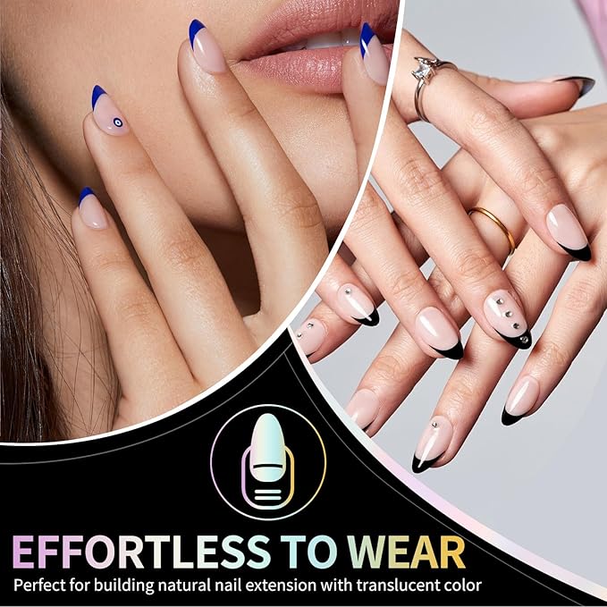 Short Almond Nail Tips - 12 Sizes 240 PCS Half Matte Full Cover Clear Fake Nails Soft Gel Pre-shaped Press On False Nails Acrylic Soft Nail Tips No C Curve Extension Manicure DIY Gelly Tips