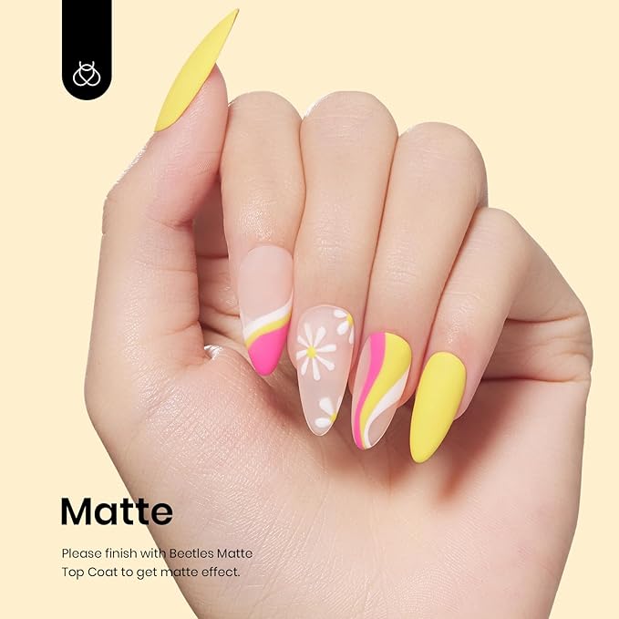 beetles Gel Polish, 15ml Canary Yellow Color Gel Polish Soak Off LED Nail Lamp Gel Polish Nail Art DIY Home Manicure Salon Gel 0.5OZ