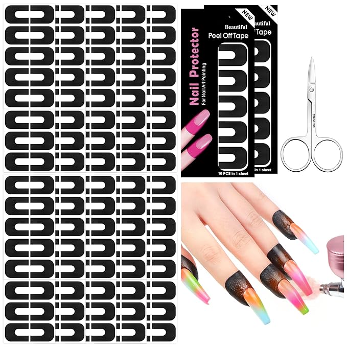 SAVILAND Nail Polish Protector for Fingers: 100PCS U V Protection U-Shaped Nail Protector Cuticle Protector for Nails Painting Peel Off Nails Tape for Airbrush Gel Polish Nail Art
