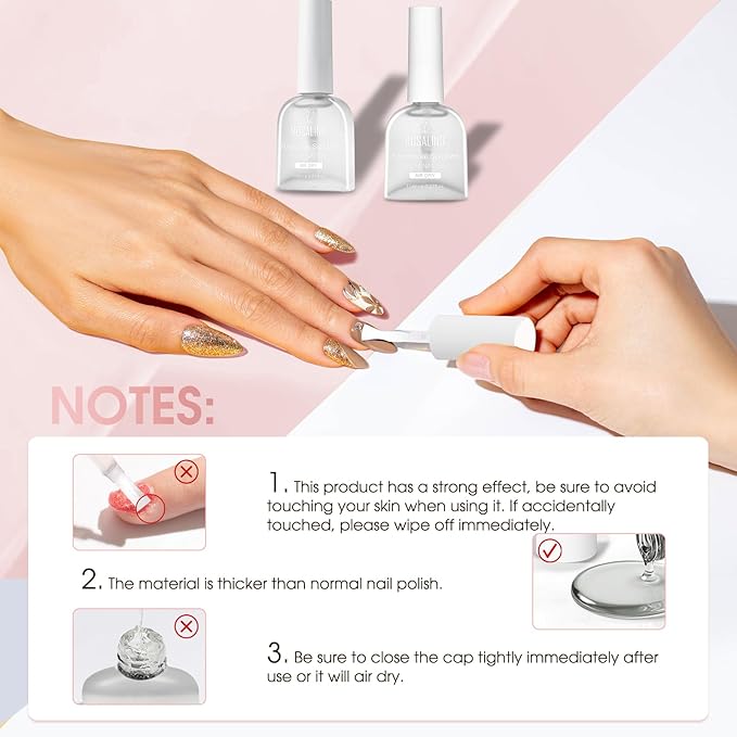 ROSALIND Gel Nail Polish Remover, 2Pcs 11ml Gel Polish Remover No Need Soaking or Wrapping Gel Remover for Nails 3-5 Minutes Easy And Quick
