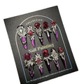 Luxury Long Press-On Nails, Purple Glitter Stiletto with Rhinestones, Handmade False Nails, 10 Pieces (Medium, LS)