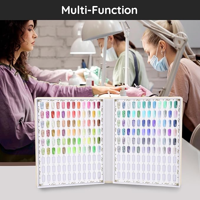 Segbeauty 216 Nail Colors Display Chart, Nail Polish Organizer Display Book with 240 False Nails Tips, Professional Nails Art Salon Supplies Fingernail Color Fingernail Gel Card Sticks