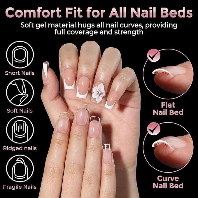 Short Square Nail Tips: 240PCS Soft Gel Pre-filed Short Square Fake Tips, 12 Sizes Full Cover Acrylic False Press On Nails for DIY Nail Art Home Salon