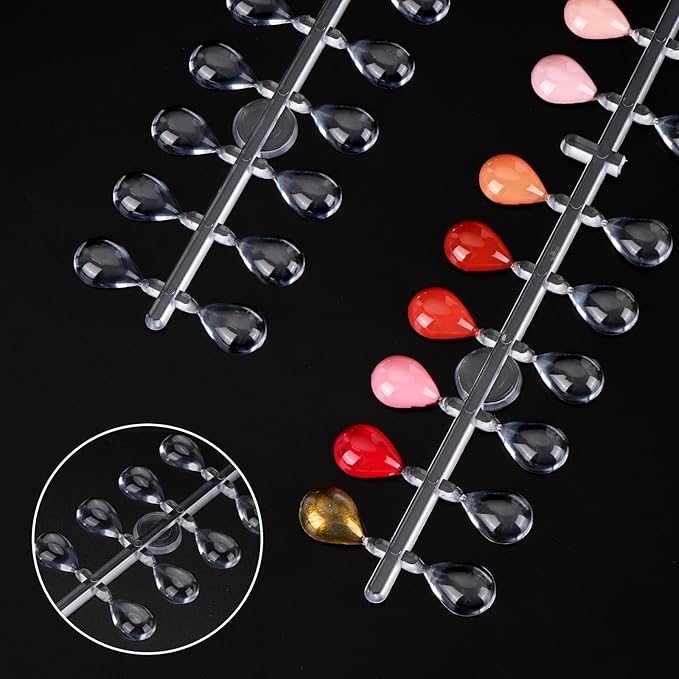 Tbestmax 720 Pcs Nail Polish Swatch Dots, Drop Shape False Nail Polish Color Display Tips with Adhesive Sticker for Nail Polish Training Practicing