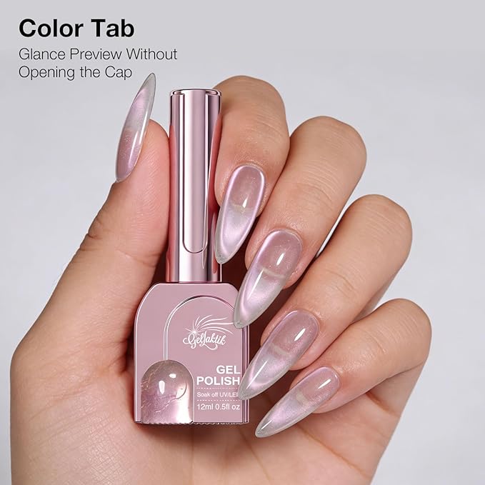 Cat Eye Gel Nail Polish Set, 6 Colors 12ML Glass Nail Polish Gel with Magnet, Soak Off UV LED for Home Salon Manicure Gift for Women