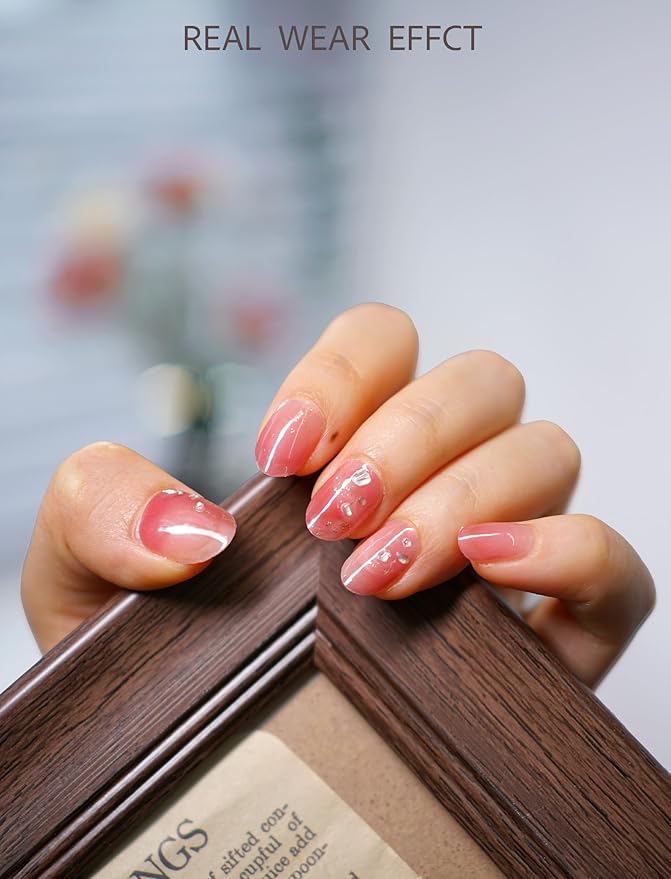 Nail Polish Strips – 32PCS UV Free Salon Quality Wraps, Long Lasting Gel Nail Stickers for Women (Radiant Rose)