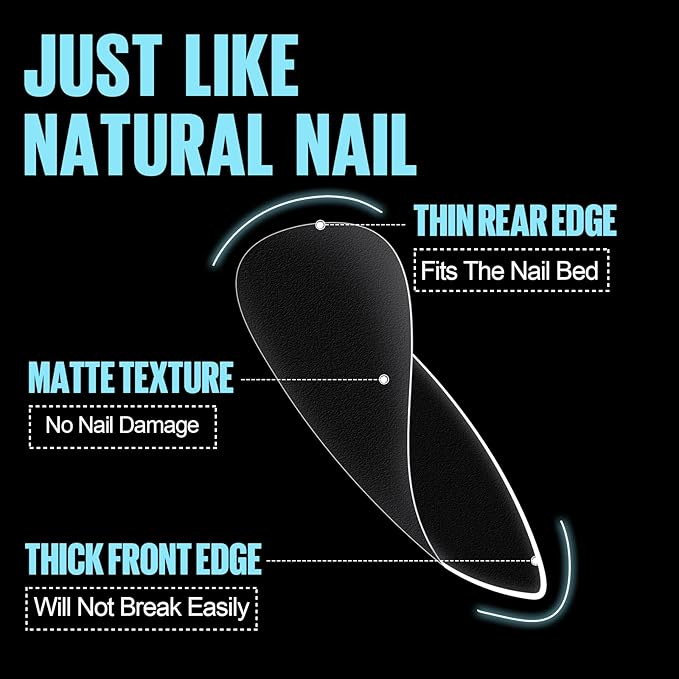 TOMICCA Almond Nail Tips - 450Pcs Acrylic Gel Nails Double-sided Matte Pre-Shaped Fake Nails, 15 Sizes Soft Full Cover Clear Gelly Press on Flase Nail Tips for Nail Extensions