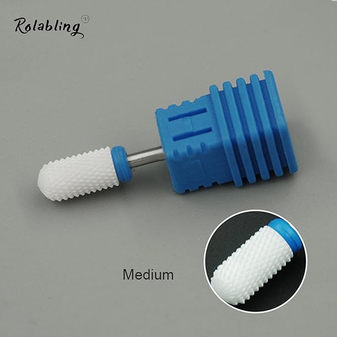 Round Head Ceramic Nail Drill Bit For Electric Nail Drill Manicure Machine Accessories Tool (Blue Medium)