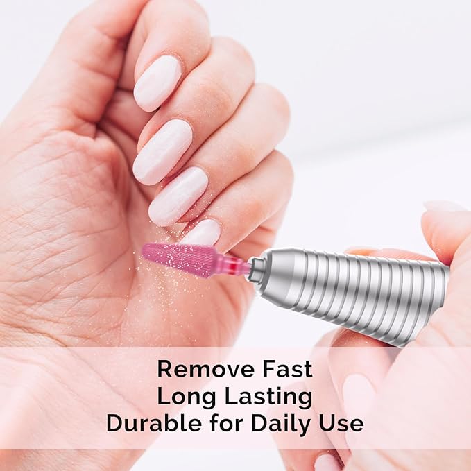 MelodySusie Professional Tornado Nail Drill Bits, 3/32'' Carbide Tungsten Multi-function Bits, Suitable for Manicure Pedicure Cuticle Gel Polishing, Salon Bits, Pink Blossom, Series Bit-X, Fine
