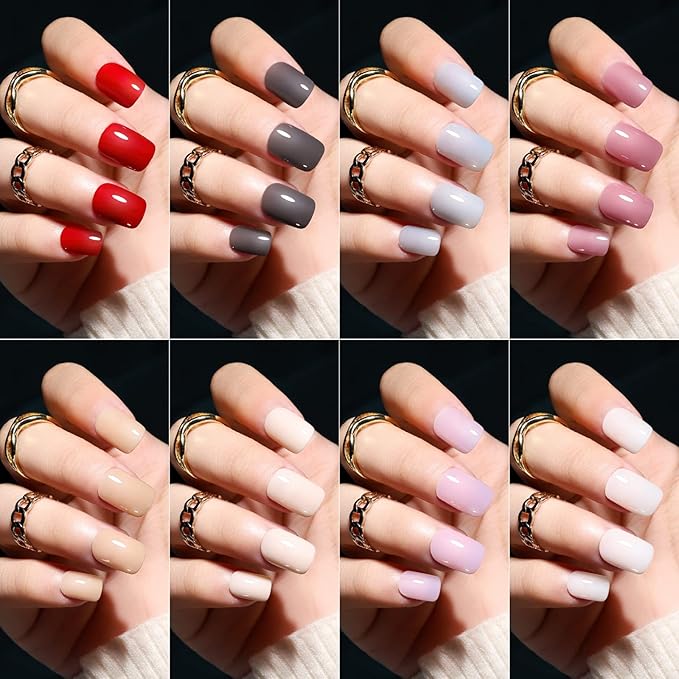 Teenitor Short Press On Nails,Press On Manicure, Glossy Square Press on False Nails, Natural Fake Nails,288pcs