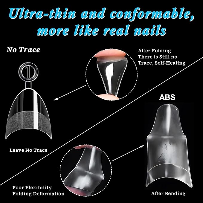 LoveOurHome 600pc French XS Stiletto Nail Tips Clear Fake Nails French Short Almond Nail Tips Soft Gel Almond Nail Tip Half Cover False Nail Tip for Acrylic Nails Gel Extension