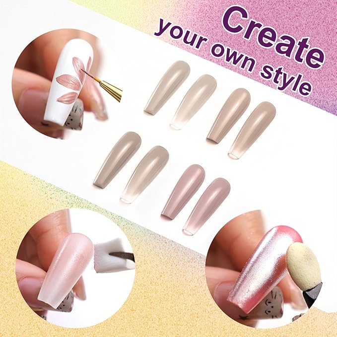 Gradient Painting Gel Set, 9 Colors Ombre Gel Nail Polish with 6 Aurora Multi-Purpose Brushes for Ombre Nails Aura Nails French Manicure Soak Off UV U Milkshake