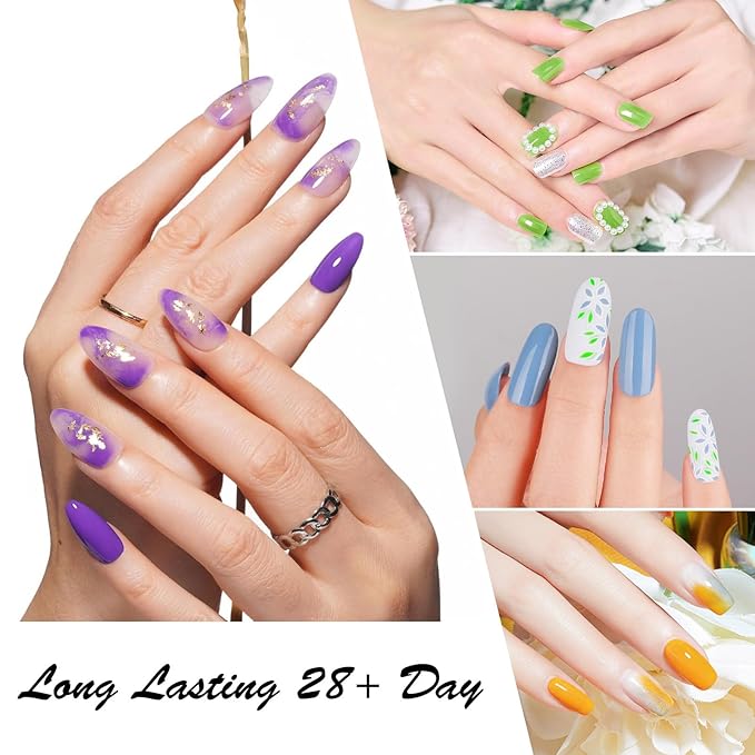 CANNI 30Pcs Gel Nail Polish Set - 9ML Summer Colors Orange, Yellow, Purple, Green Gel Kit, Soak Off UV LED Nail Polish for DIY Nail Art, Manicure Starter Set for Home & Salon