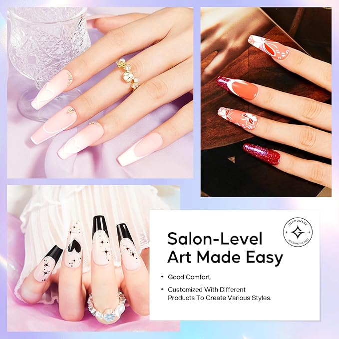 Long Coffin Nail Tips : 312Pcs Gel Pre-Shaped Press Clear False Nails, Full Cover Matte Artificial Tips for Nail Extension Salon DIY 12Sizes