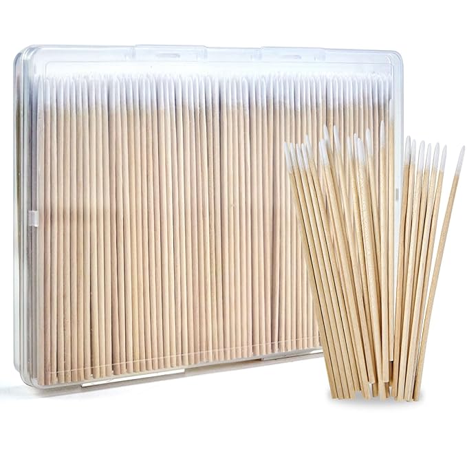 400PCS Pointed Cotton Swabs with Storage Case, Precision Tip Cotton Swabs with Wooden Sticks, 4 Inch Microblading Buds, Microswabs for Eyelash Extensions Makeup nails Tattoo Permanent Makeup Supplies